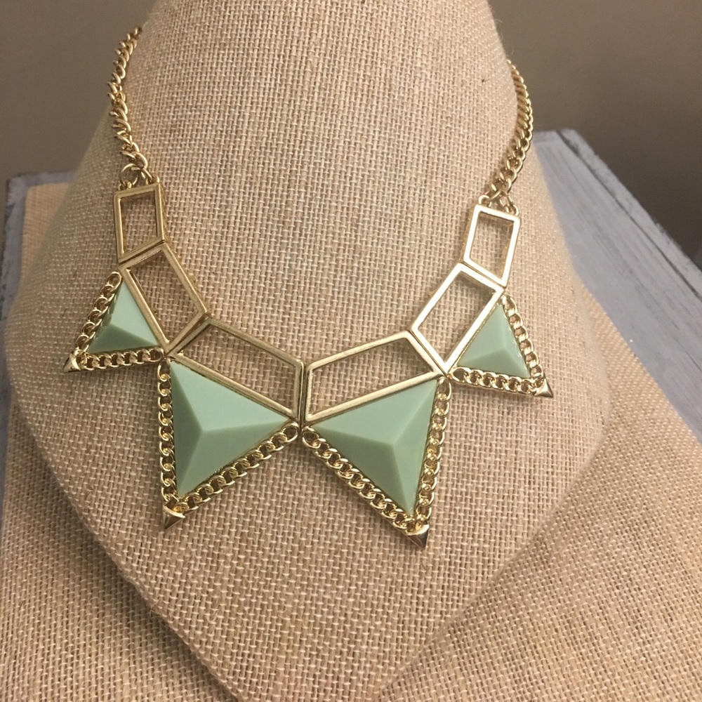 Cookie Lee Gold and Mint Triangle Necklace